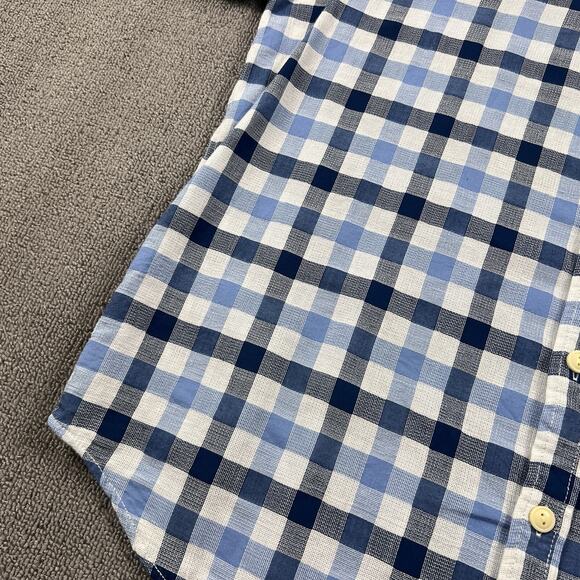 True Grit Shirt Adult Extra Large Blue Check Button Up Short Sleeve Casual Men's - Picture 9 of 13